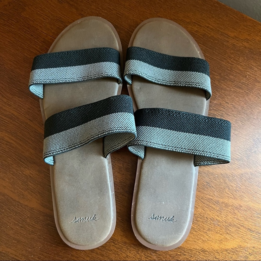 Sanuk Yoga Gora Gora Duo Sandals Black Charcoal Women’s US 8 Slip On